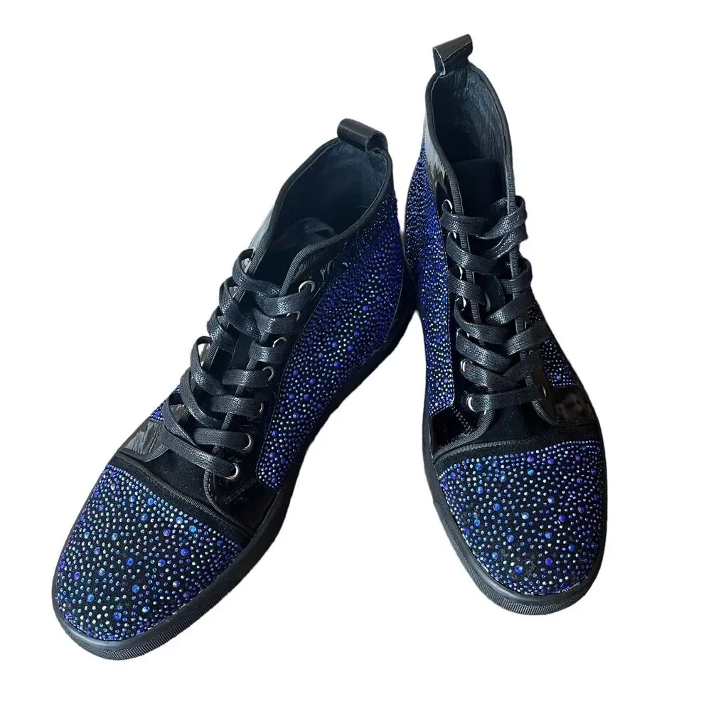 Barabas Men's wild Glittery blue and black high tops size 11